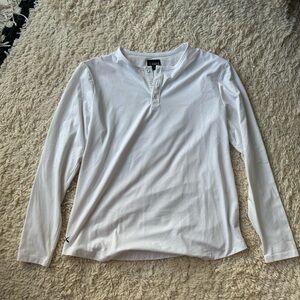 Cuts Clothing White Henley Long Sleeve Tee